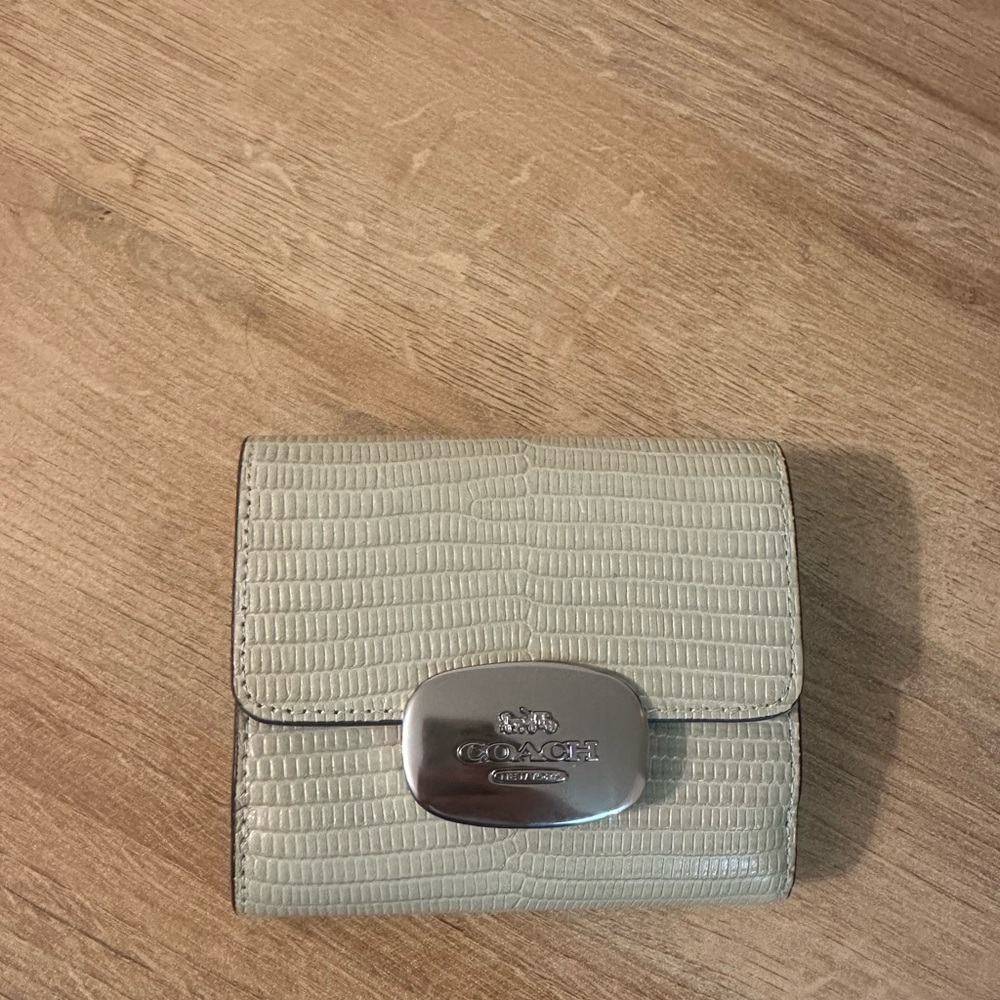 Coach Metallic Silver and Cream Leather Wallet